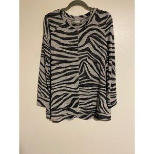 Chicos Zenergy Size 1 (M) Tunic Top Zebra Print Long Sleeve Sweater Long Line